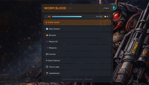 צילום מסך של משחק מרובה המשתתפים Worm Blood